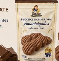 Pacote de Sequilho Amanteigado de Chocolate 200g — biscoito amanteigado sabor chocolate da Biscoitos da Madrinha, Goiânia-GO