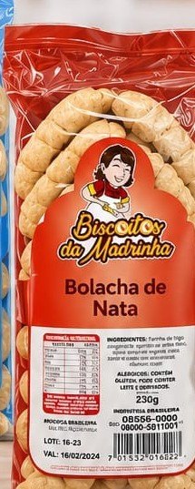 Pacote de Bolacha de Nata 230g — biscoito artesanal sabor nata da Biscoitos da Madrinha, Goiânia-GO