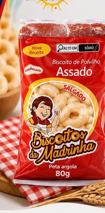 Pacote de Peta Argola 80g — biscoito de polvilho assado formato argola, sem glúten, da Biscoitos da Madrinha em Goiânia